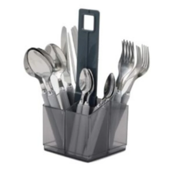 Flamefield 16 Piece Cutlery Set With Caddy Holder Cool Grey 3 Flamefield 16 Piece Cutlery Set With Caddy Holder Cool Grey